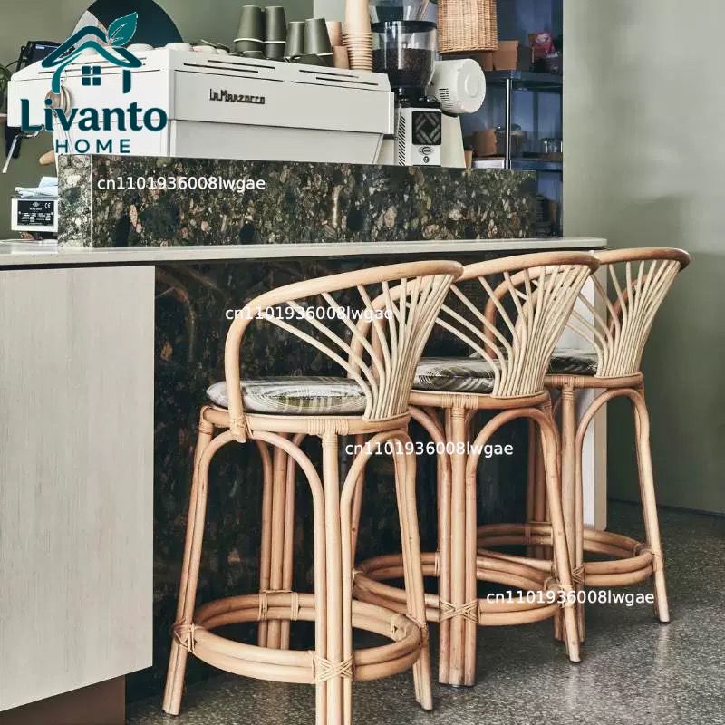 Commercial Kitchen Island - Natural Rattan Bar Stools with Woven