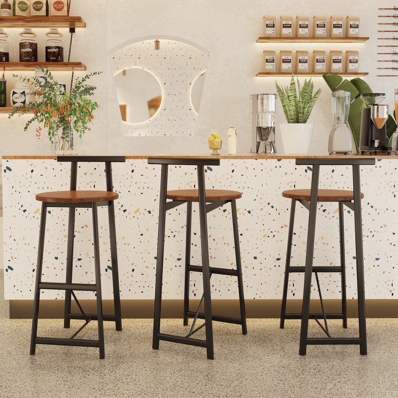 Commercial Kitchen Island - 3-Piece Counter Height Bar Stools with