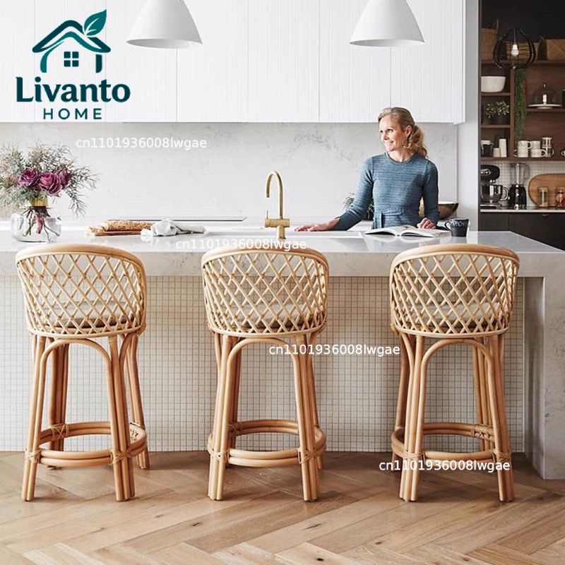 Natural Rattan Bar Stools with - Commercial Kitchen Island avis et prix