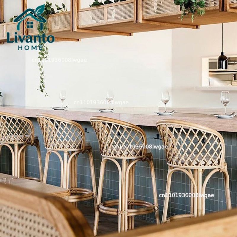 Natural Rattan Bar Stools with - Commercial Kitchen Island avis et prix