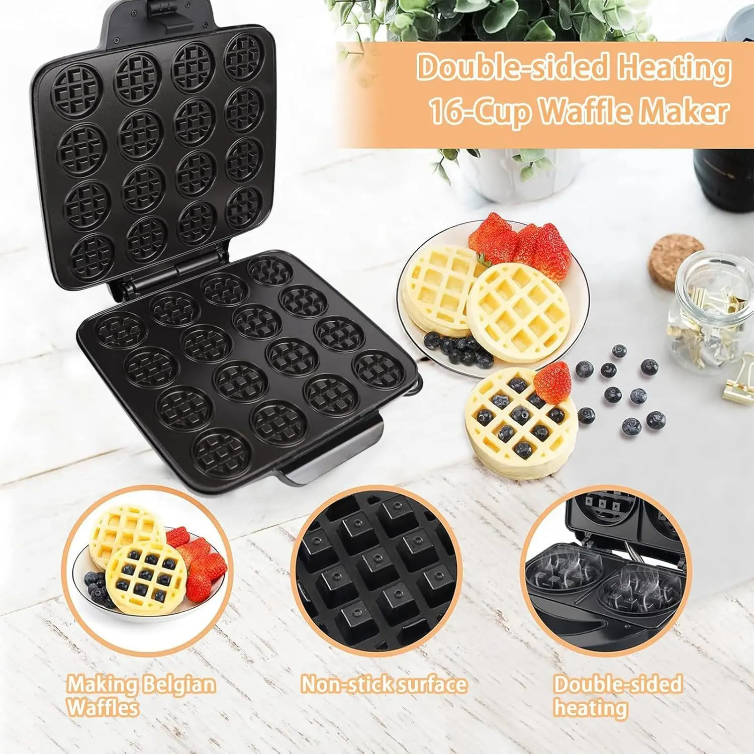 16-Hole Waffle Maker, Quick He - Sandwich Press Panini avis et prix