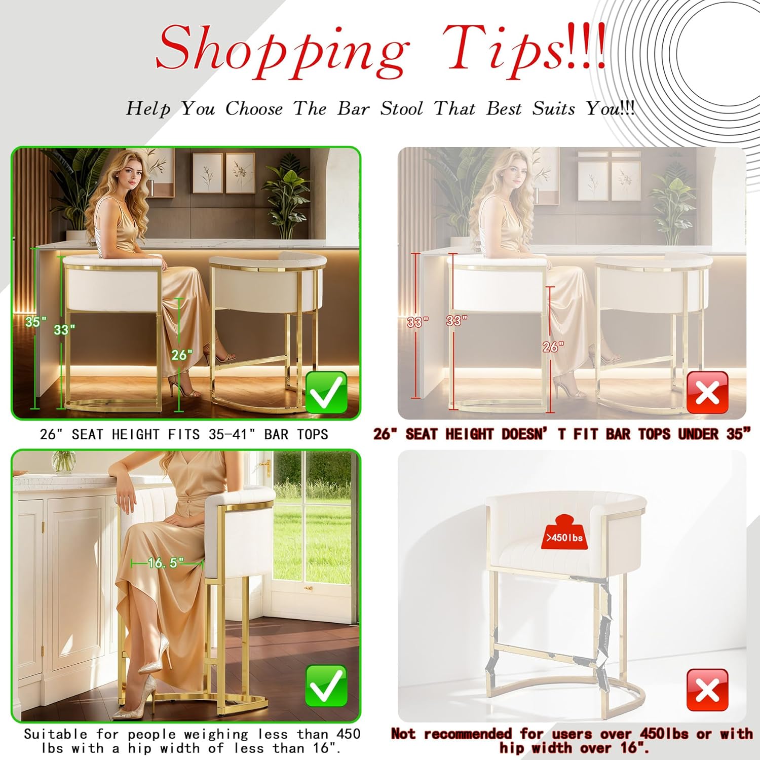 26in Upholstered Counter Heigh - Commercial Kitchen Island avis et prix