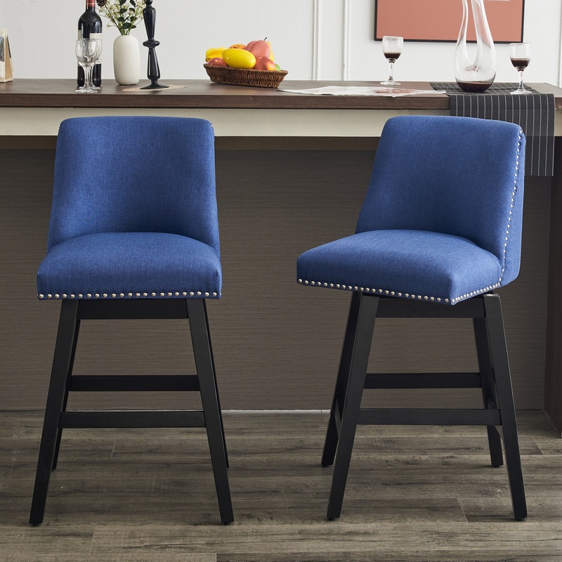 Dark Blue Upholstered Bar Stoo - Commercial Kitchen Island avis et prix