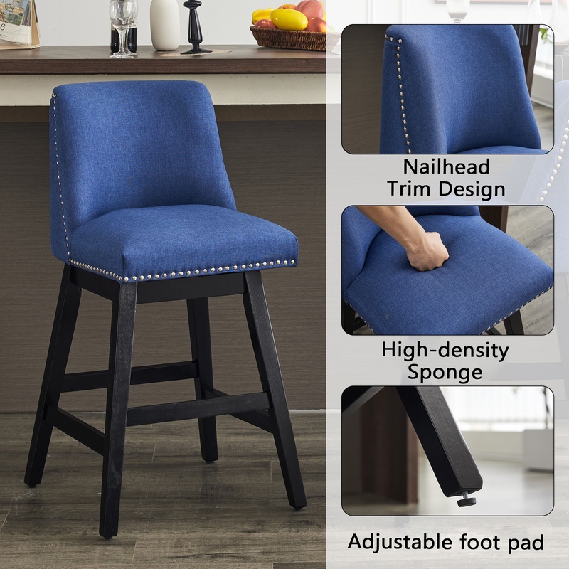 Dark Blue Upholstered Bar Stoo - Commercial Kitchen Island avis et prix