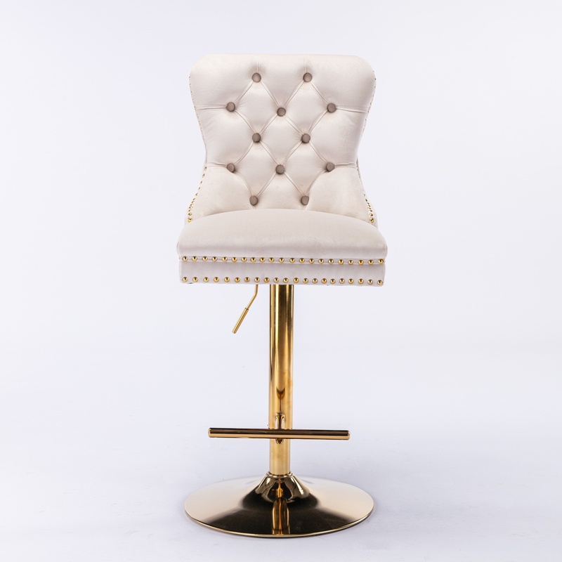Beige Velvet Bar Stools with A - Commercial Kitchen Island avis et prix