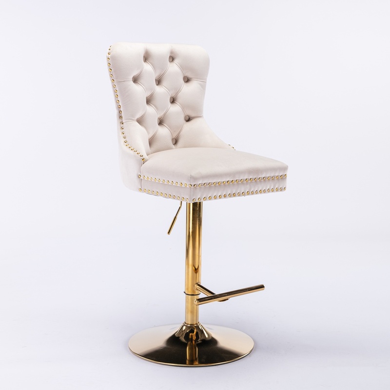 Beige Velvet Bar Stools with A - Commercial Kitchen Island avis et prix