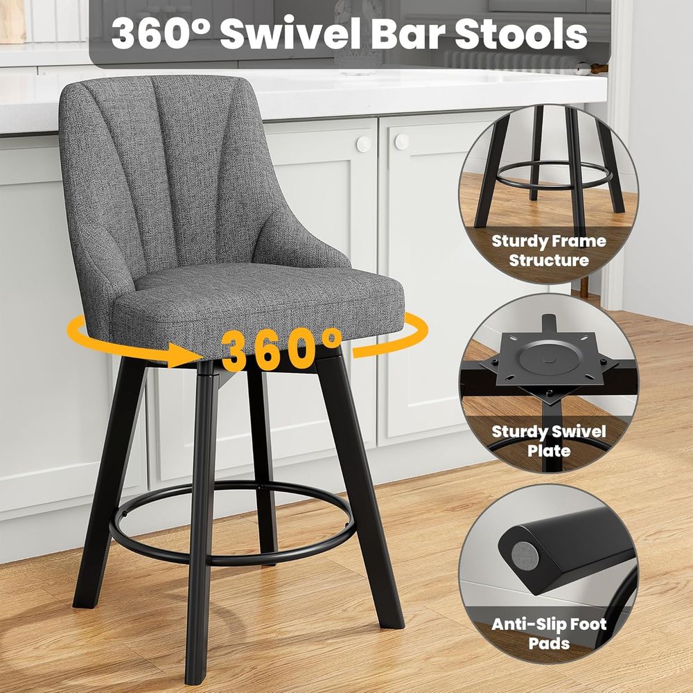 Fabric-Upholstered Swivel Bar  - Commercial Kitchen Island avis et prix