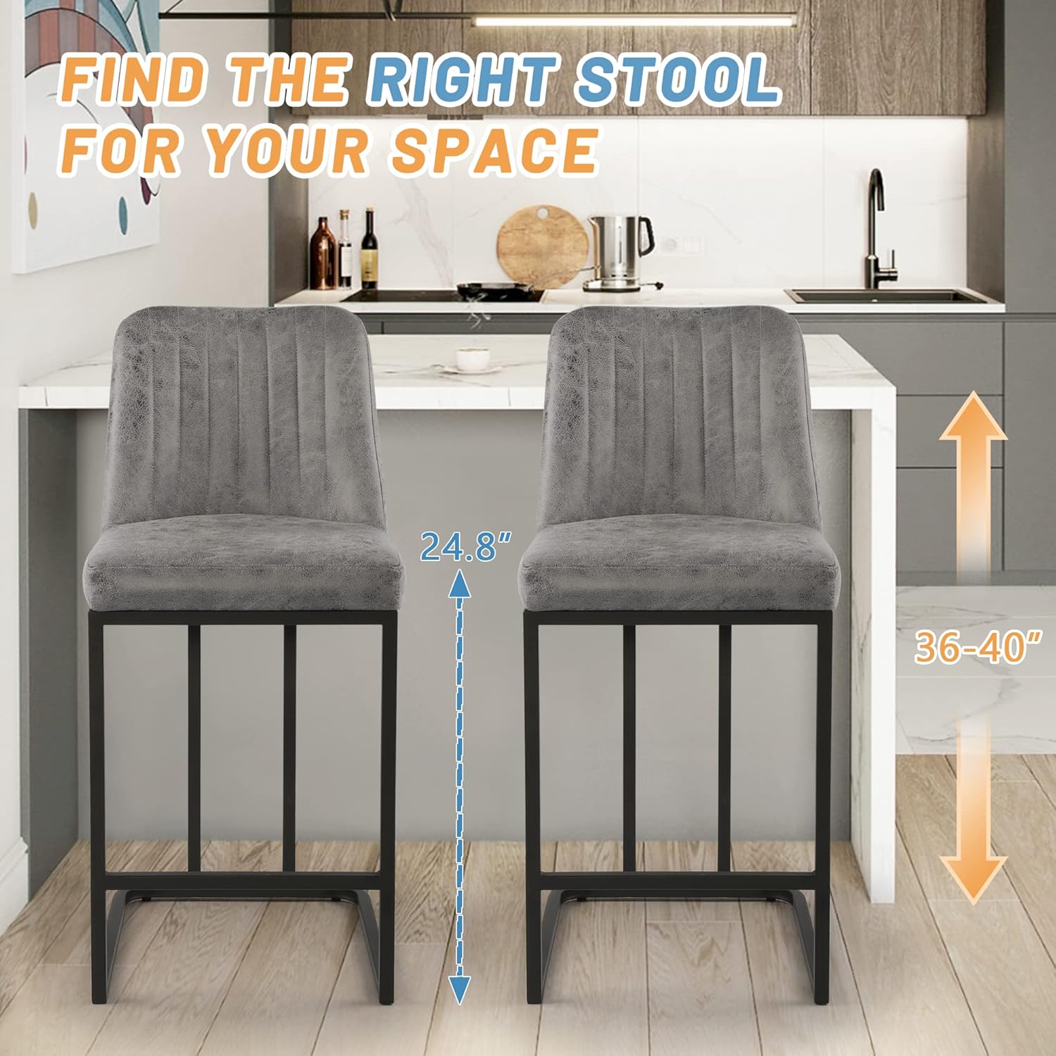24.8 inch Bar Stools Set of 4, - Commercial Kitchen Island avis et prix