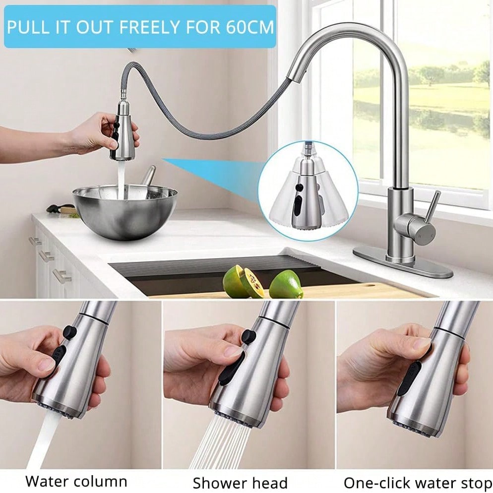 1 Pc Kitchen Tap With Pull-Dow - Commercial Kitchen Tap With Spray avis et prix