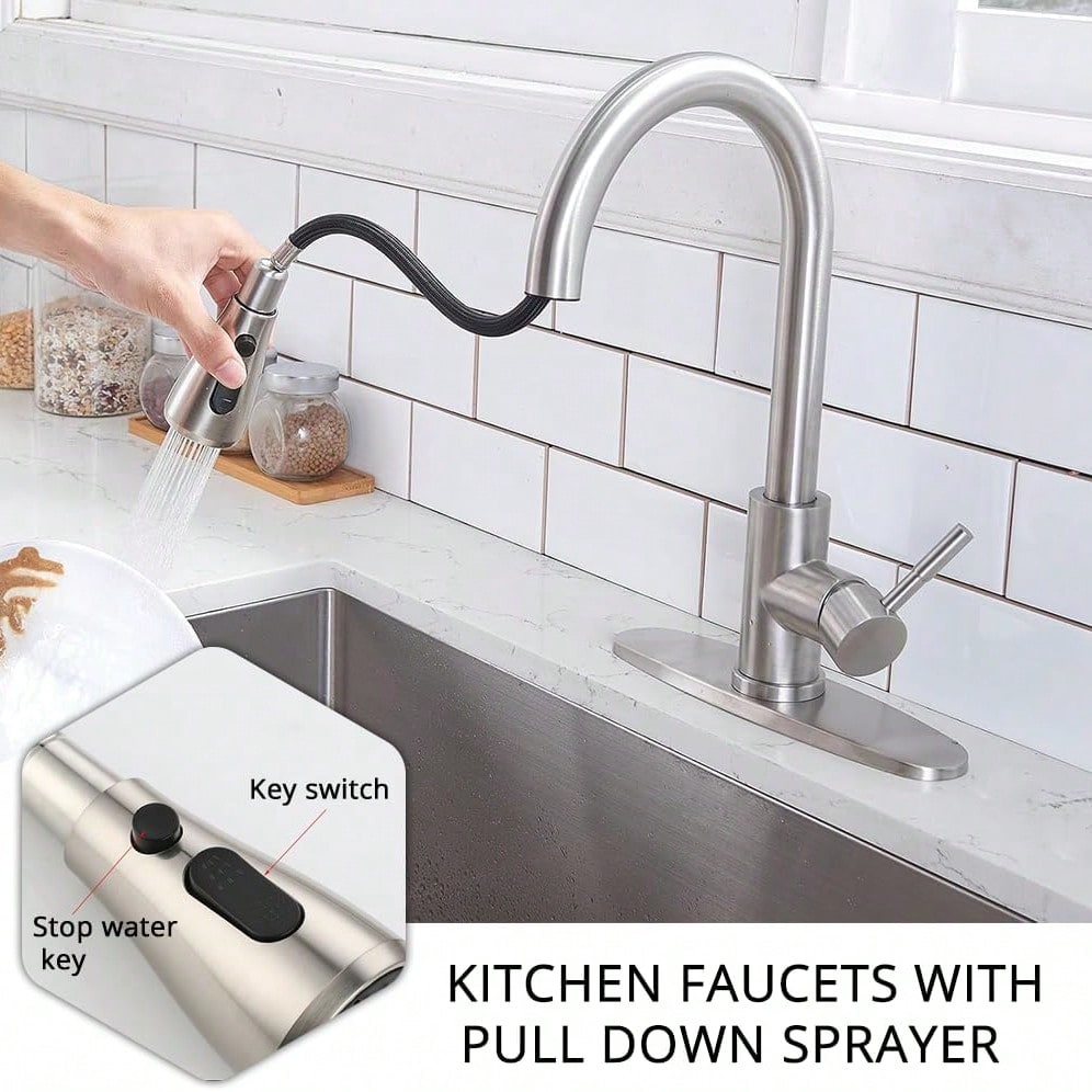 1 Pc Kitchen Tap With Pull-Dow - Commercial Kitchen Tap With Spray avis et prix