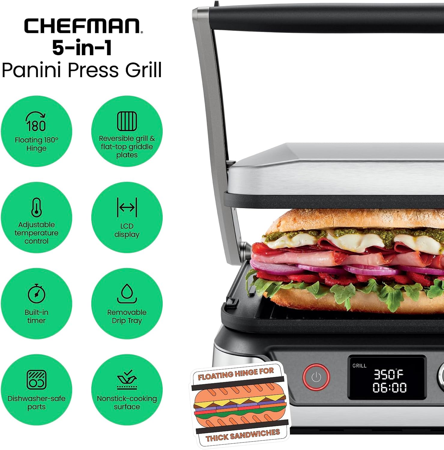 5-in-1 Panini Press & Sandwich - Sandwich Press Panini avis et prix